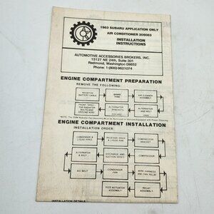 1983 Subaru Air Conditioner 205083 Fold-Out Installation Instructions